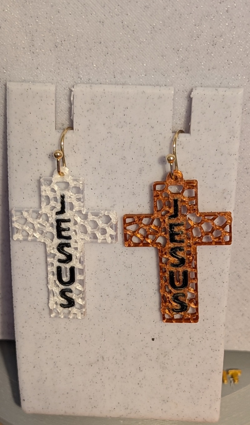 Voronoi Cross Earrings – JESUS Edition